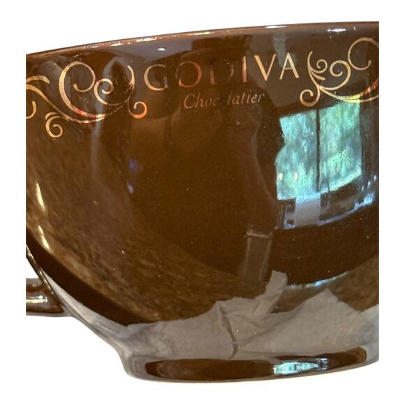 Cafe Godiva Oversized Coffee Cup Mug & Saucer Deep Brown Gold California Pantry - Picture 7 of 10